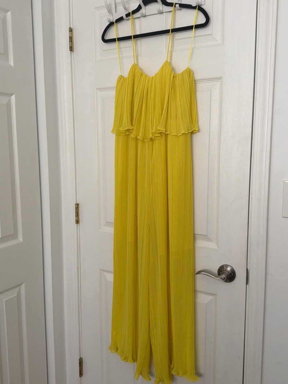 Zara Bright Yellow Pleated Top with Ruffled Collar